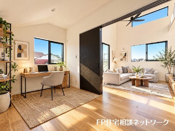 リビングと続き間で使える便利な居室。扉を開放すればLDKと一体感のある広々空間に♪（本画像はCGで作成しており、実際に現地に家具はおかれておりません。また価格に家具は含まれておりません。）