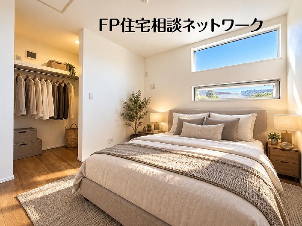【主寝室】2号棟  本画像はAIによるステージング加工を施したイメージです。家具・家電・小物等は現地にはなく、販売価格にも含まれません。実際の現況とは異なります。