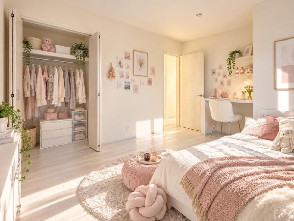 お子様の成長に合わせて自由にレイアウトできる、明るく使いやすい子供部屋です♪（本画像はCGで作成しており、実際に現地に家具はおかれておりません。また価格に家具は含ません）