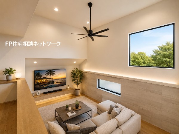 【参考プラン　建物面積100ｍ2　建物参考価格　2200万円（税込）】フローリング素材、窓の配置、壁面タイル、カラーバランス、どれをとってもワンランク上の仕上がり。