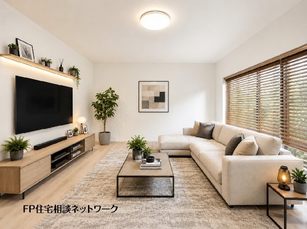 本画像の家具等はCGイメージで販売価格にも含まれず、付帯しません。間接照明、TV壁掛工事は有償です。