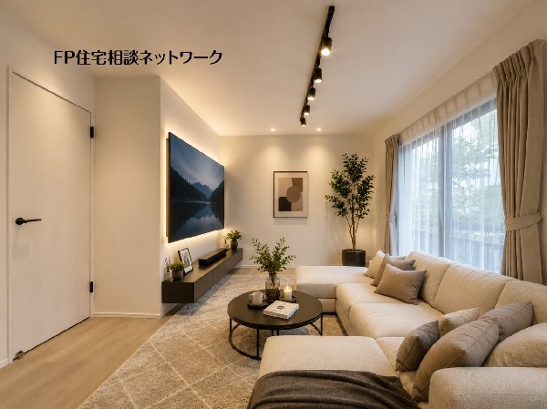 本画像の家具等はCGイメージで販売価格にも含まれず、付帯しません。間接照明、TV壁掛工事は有償です。