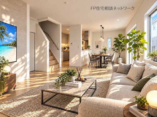 本画像の家具等はCGイメージで販売価格にも含まれず、付帯しません。間接照明、TV壁掛工事は有償です。