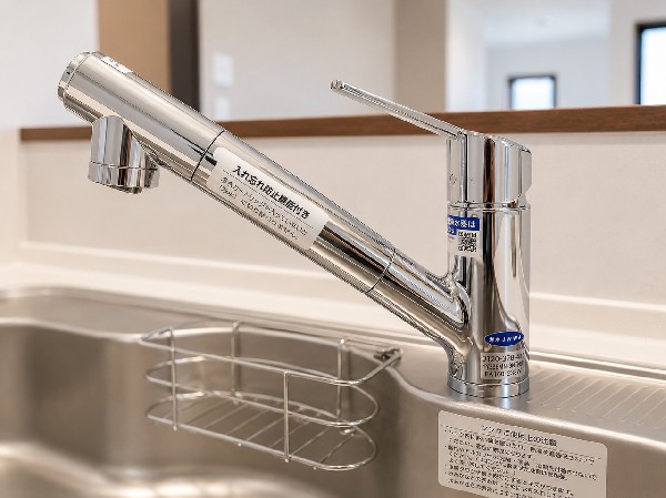 同仕様設備：ビルトイン浄水器　キッチンには浄水器を標準装備。最近は水を飲むという場面以外にも料理で使用したり、野菜を洗う場合もキレイな水で洗いたいという人が増えてきています。