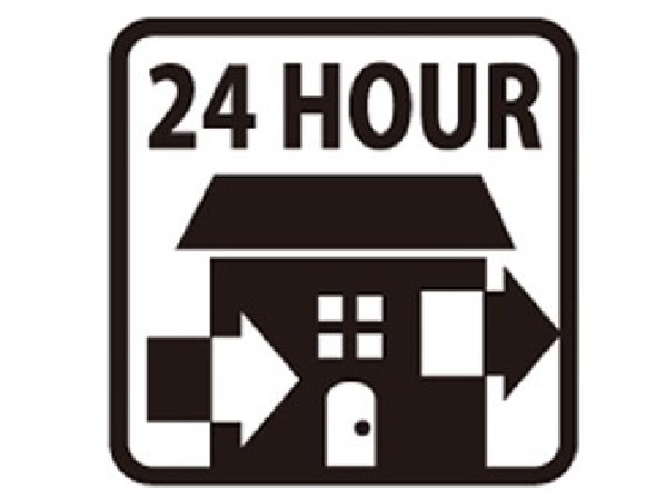 【24時間換気システム 】シックハウス防止を主な目的に全ての住宅に義務化された。1時間に換気回数0.5回以上の機械換気を行う。