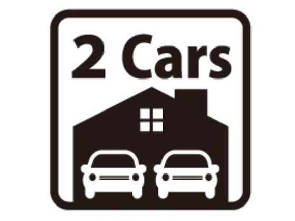 【駐車2台可】土地面積にゆとりがあるので2台以上の車庫を採用。2台分のスペースは、自転車やバイク置場、来客用スペースなど多目的に使える。