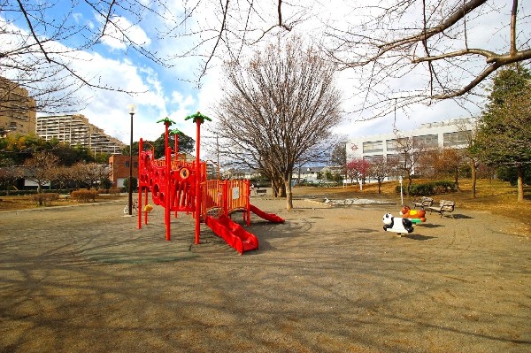 周辺環境:久地梅林公園(公園の奥は小高い丘になっており、いろんな種類の梅の木があります。公園中央は広いスペースなので、ボール遊びや鬼ごっこなど元気に走り回れます。)