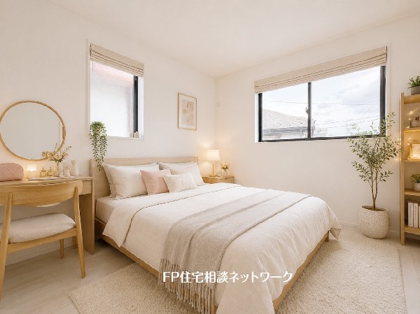 本画像の家具、ベッド等はCGイメージで販売価格にも含まれず付帯しません。ブラインド設置工事は有償です。