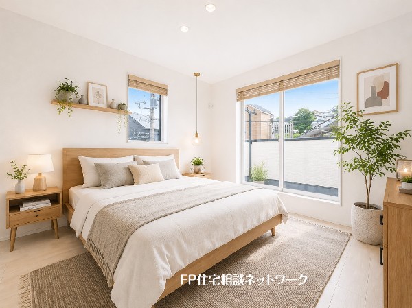 本画像の家具、ベッド等はCGイメージで販売価格にも含まれず付帯しません。ブラインド設置工事は有償です。
