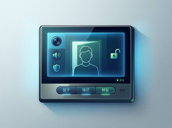 【】TVモニター付きインターホン　室内から訪問者の顔を映像で確認しながら通話できる便利な防犯設備です。不審者対策やトラブル防止に役立ち、日々の安心を支えます。