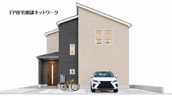 外観:洗練されたデザインが目を惹く、上質感あふれる外観。ライトアップされた佇まいは、昼とはまた違う美しい表情を演出します。住まう方の毎日を華やかに彩る、こだわりの邸宅です。