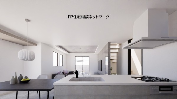 開放感あふれるスタイリッシュなLDK。洗練されたアイランドキッチンを中心に、家族との会話が自然と弾む空間設計。