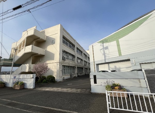 周辺環境:中川中学校(中川中学校創立70周年を記念して、全生徒を対象に公募で決まった中川中学校の公式キャラクターの、みどりんがいます。)