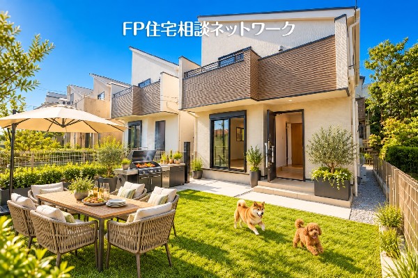 外観:年中大活躍のプライベート空間！夏はBBQや水遊びも。※画像はAI加工され家具等は価格に含まれません