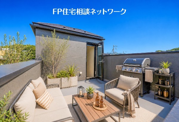 陽当り良好なバルコニー。（本画像はAI加工済みであり、現地に家具等はなく価格にも含まれていません）