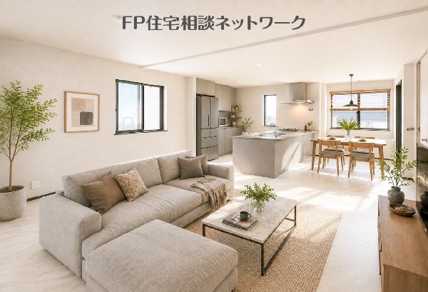 明るいLDK（本画像はAI加工済みであり、現地に家具等はなく価格にも含まれていません）
