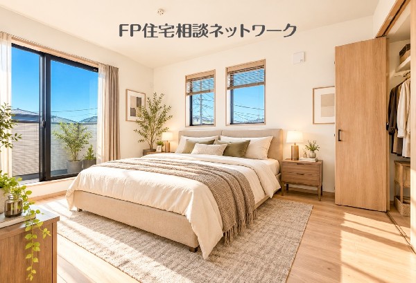 6帖の明るい広々寝室（本画像はAI加工済みであり、現地に家具等はなく価格にも含まれていません）