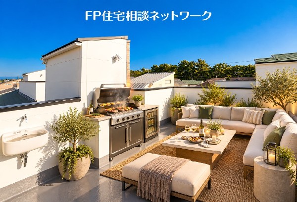 陽当り良好なバルコニー。（本画像はAI加工済みであり、家具等はなく価格にも含まれていません）